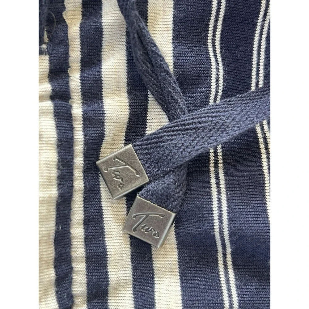 Two By Vince Camuto Navy White Striped Sleeveless Maxi Dress Large